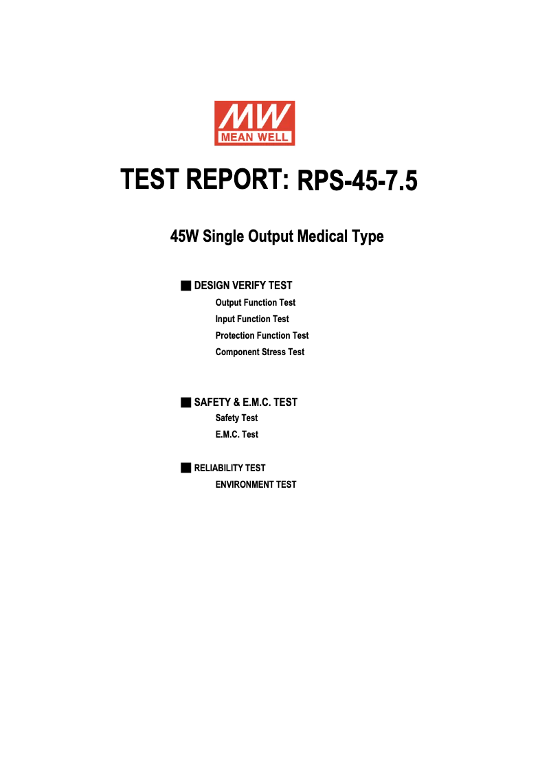 Page n°1 - Fiche technique Mean Well RPS-45-7.5
