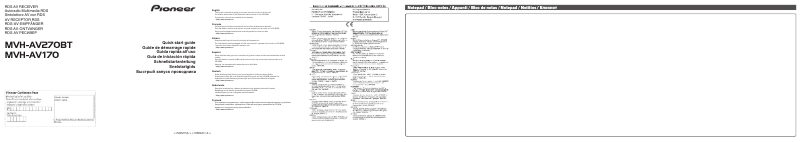 Page 1 de la notice Guide de démarrage rapide Pioneer MVH-AV170