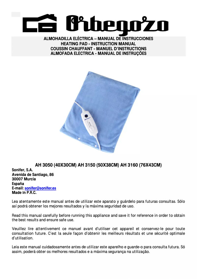 Image de la première page du manuel de l'appareil AH 3160