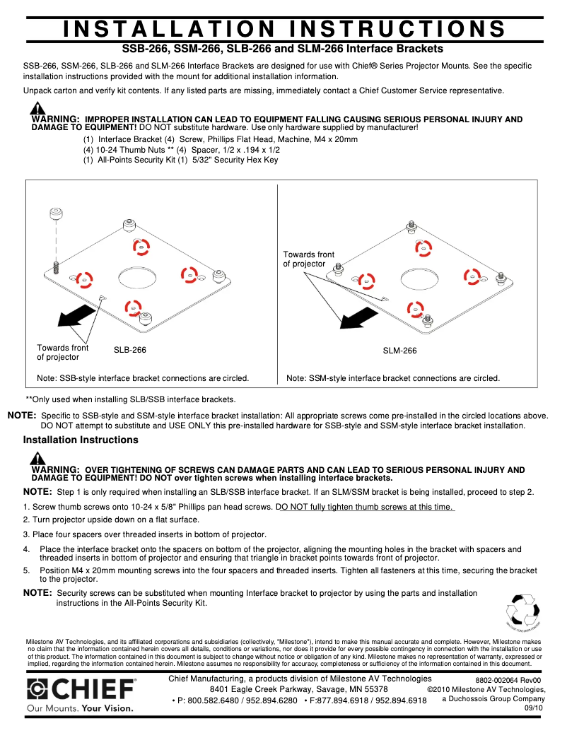 Page n°1 - Manuel utilisateur Chief RPA266