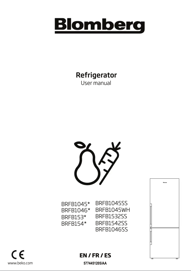 Página 1 del manual Manual de usuario Blomberg BRFB1046SS
