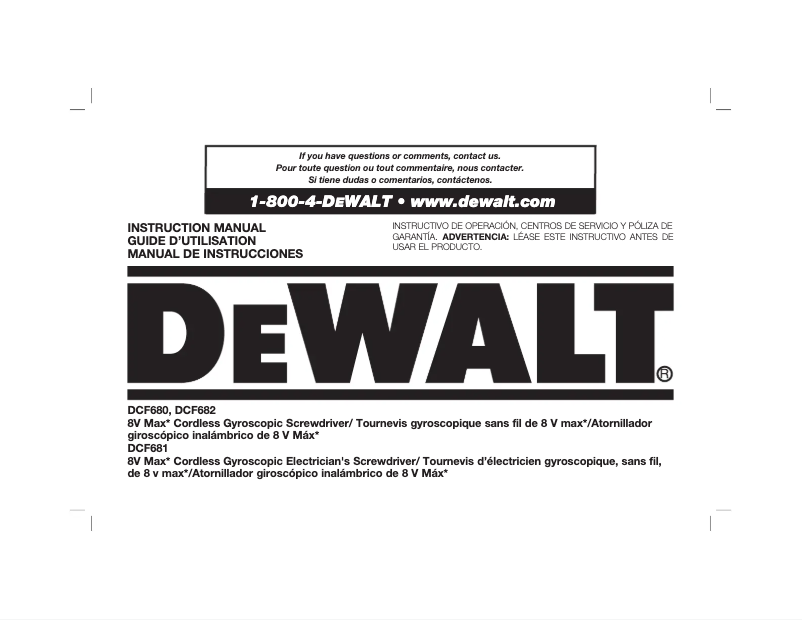 Page 1 de la notice Manuel utilisateur DeWalt DCF681