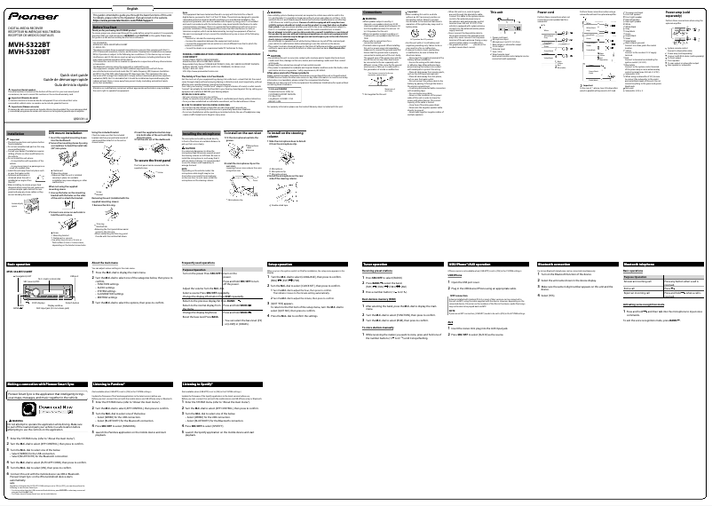 Page n°1 - Guide de démarrage rapide Pioneer MVH-S322BT