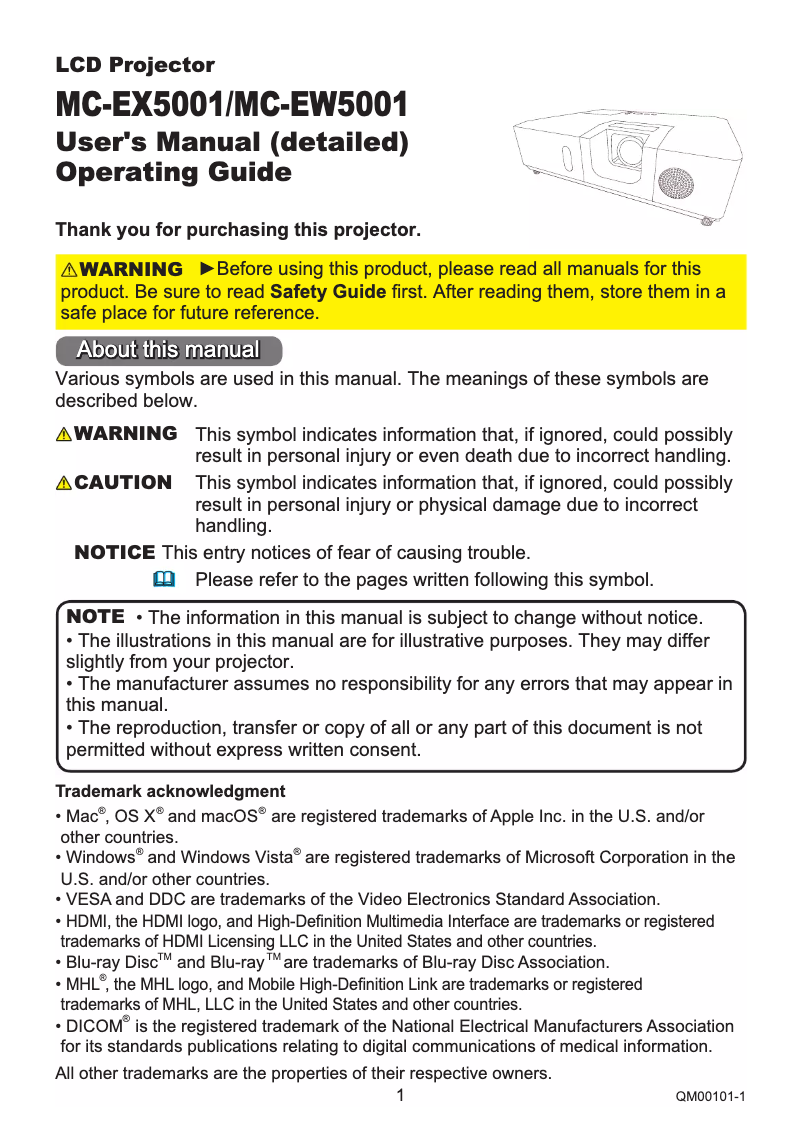 Page 1 de la notice Manuel utilisateur Maxell MC-EX5001