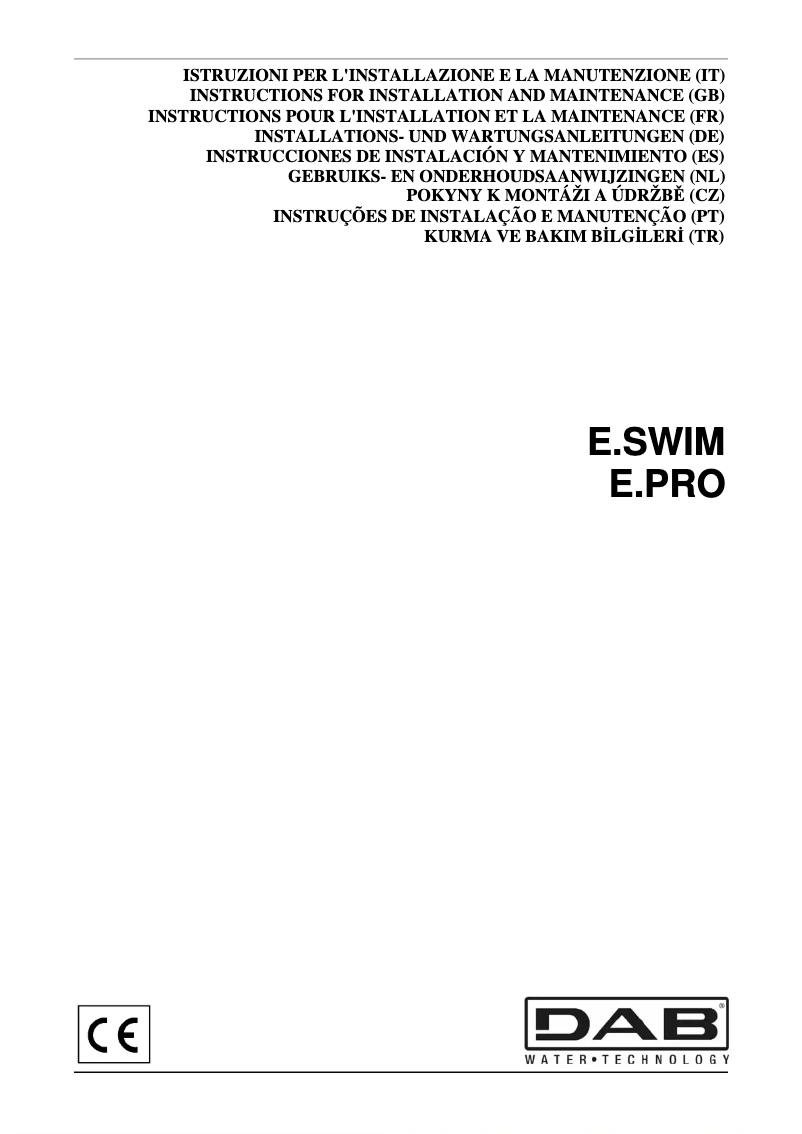 Page 1 de la notice Manuel utilisateur DAB E.Swim 150 M