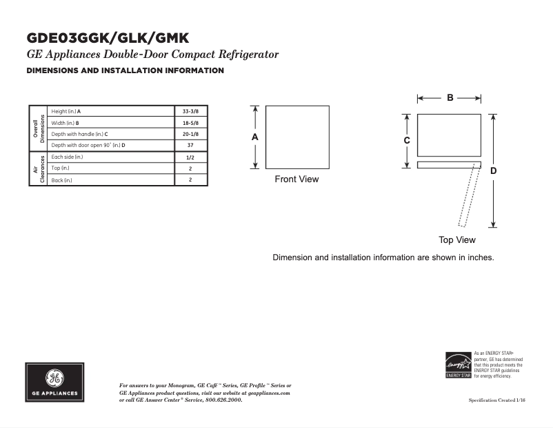 Image de la première page du manuel de l'appareil GDE03GGKWW