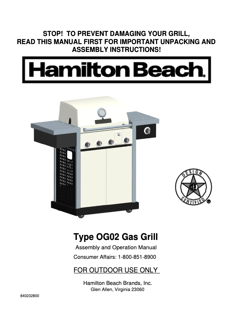 Página 1 del manual Manual de usuario Hamilton Beach GrillStation 84244R