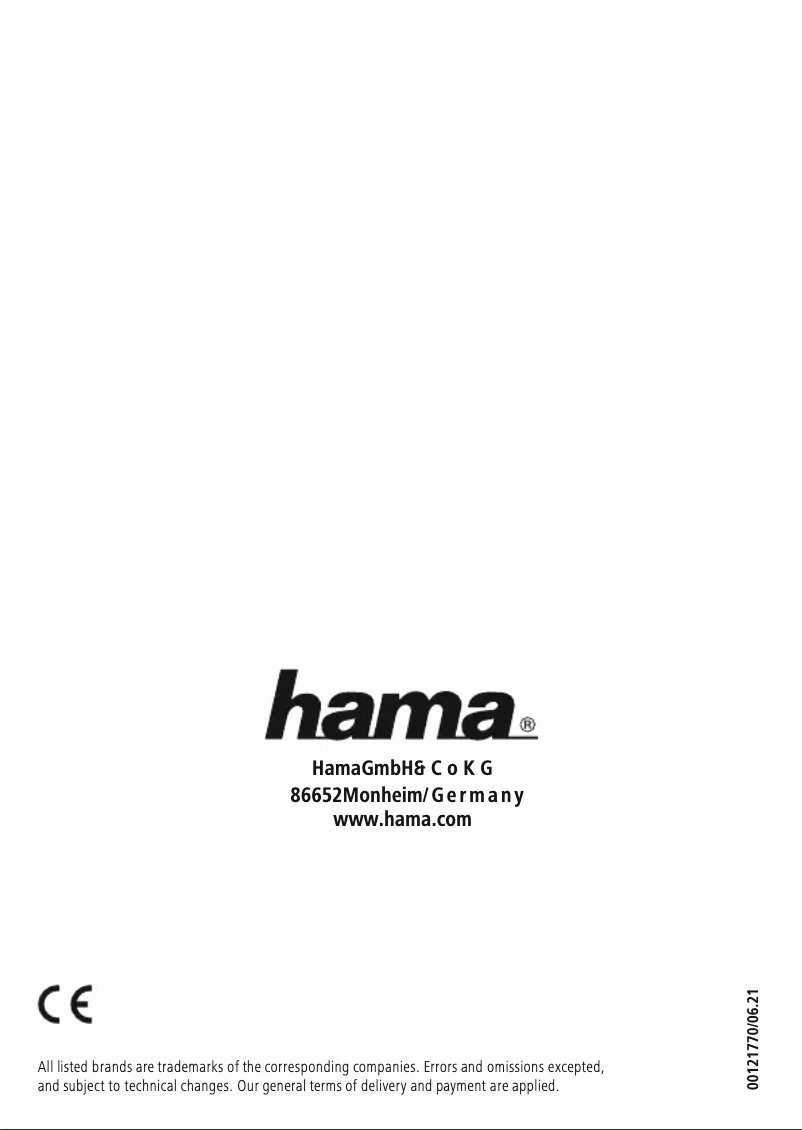 Page 1 de la notice Manuel utilisateur Hama 00121770