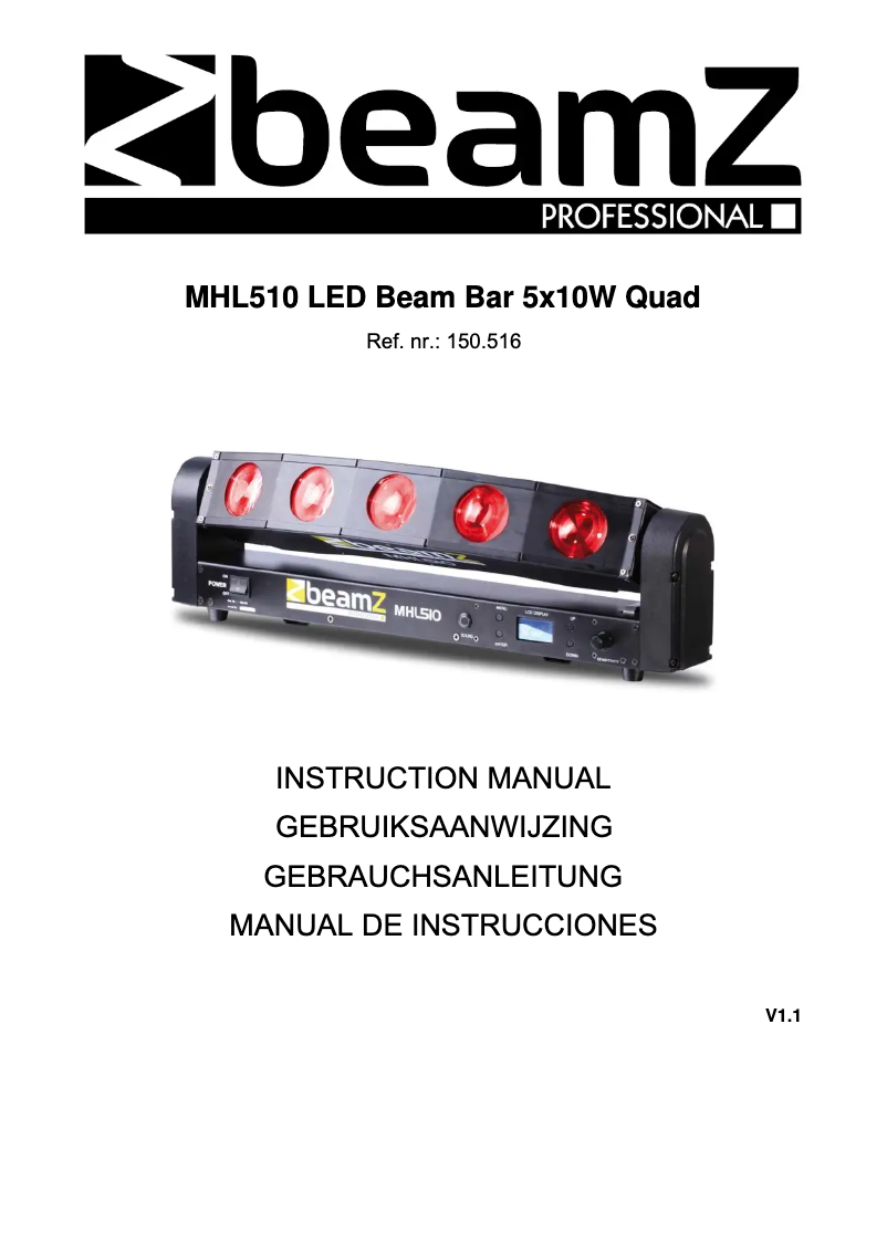 Page n°1 - Manuel utilisateur BeamZ MHL510 150.516