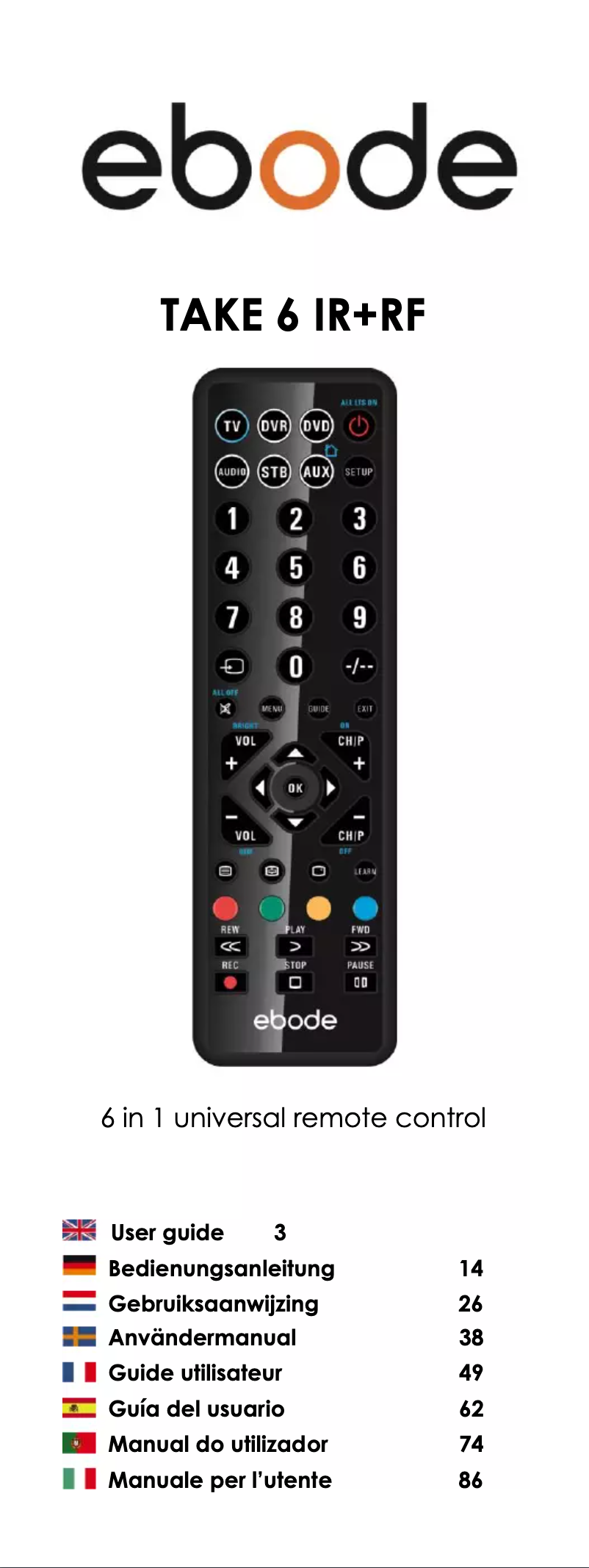 Image de la première page du manuel de l'appareil TAKE 6 IR/RF