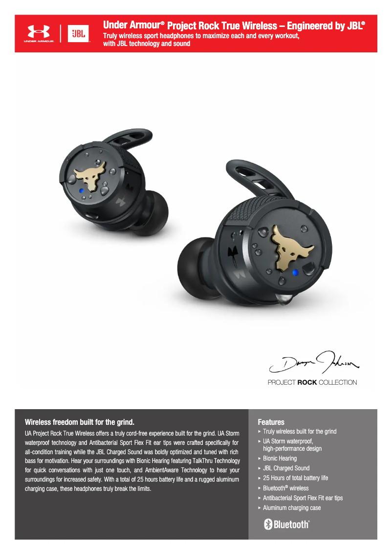 Image de la première page du manuel de l'appareil UA Project Rock True Wireless