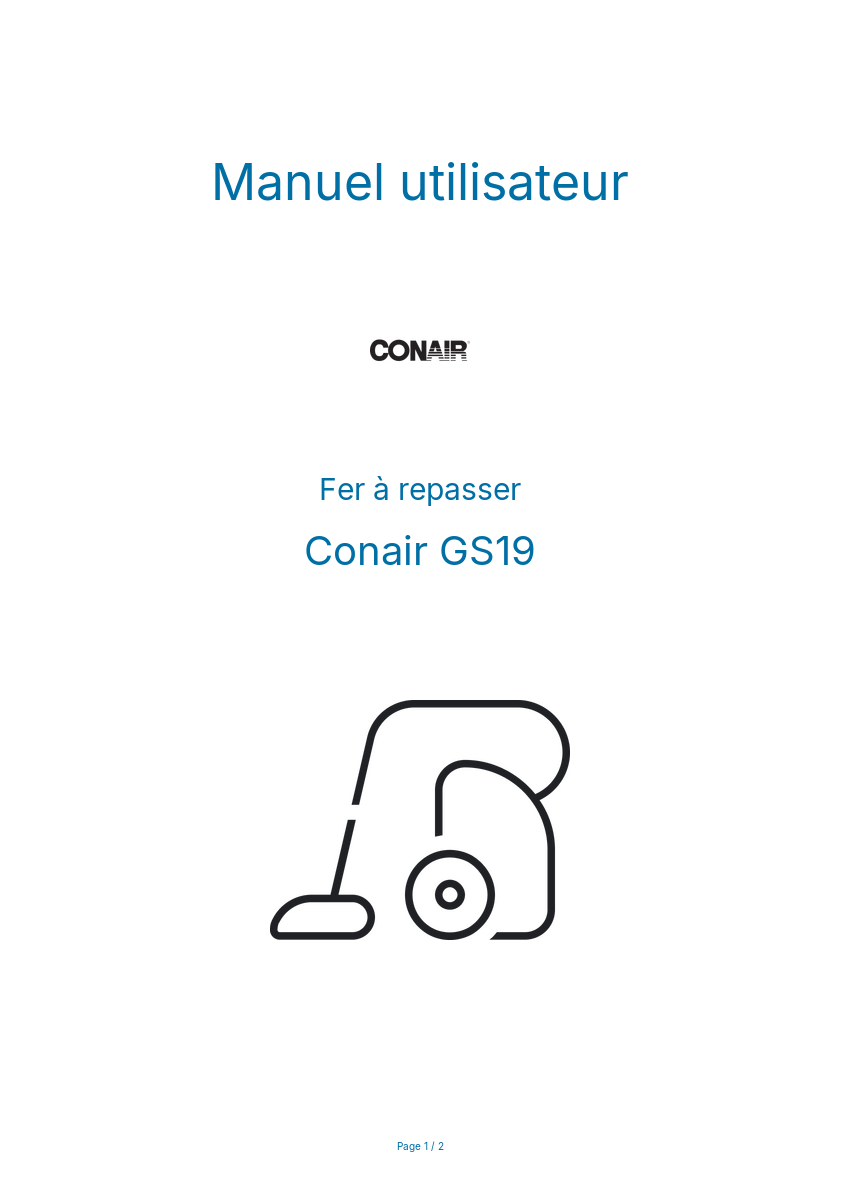 Page n°1 - Manuel utilisateur Conair GS19