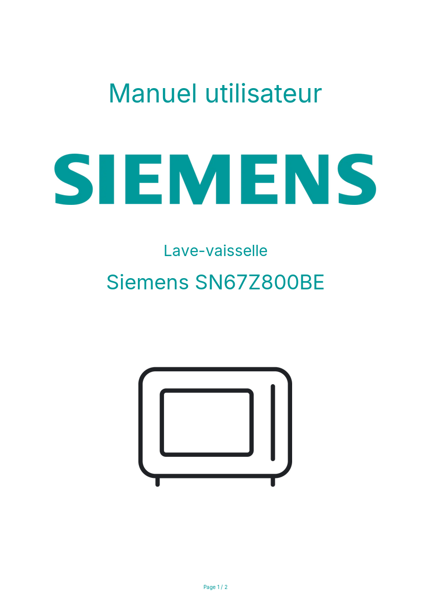 Image de la première page du manuel de l'appareil SN67Z800BE