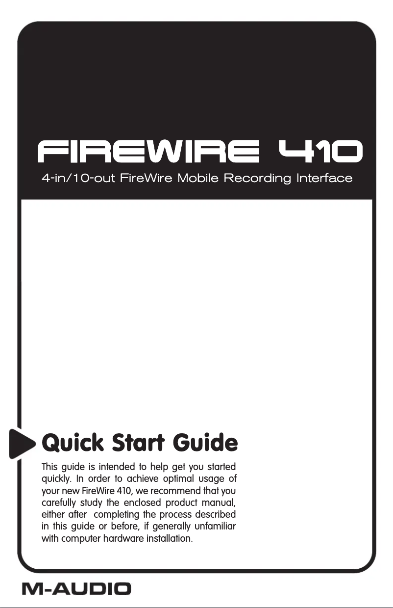 Page n°1 - Manuel utilisateur M-Audio FireWire 410