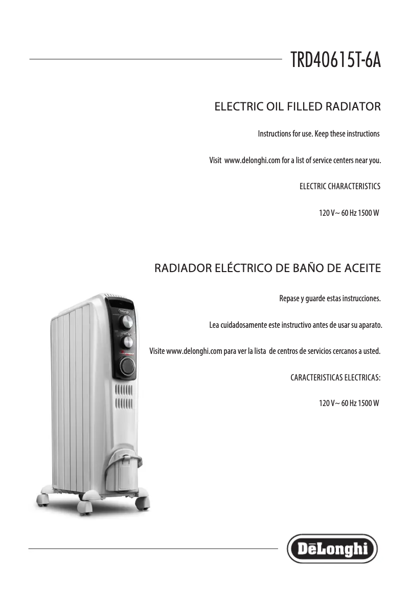 Page 1 de la notice Manuel utilisateur DeLonghi Dragon TRD40615T-6A
