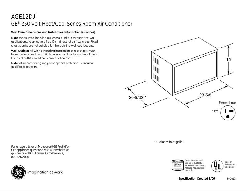 Page n°1 - Fiche technique GE A12DJ