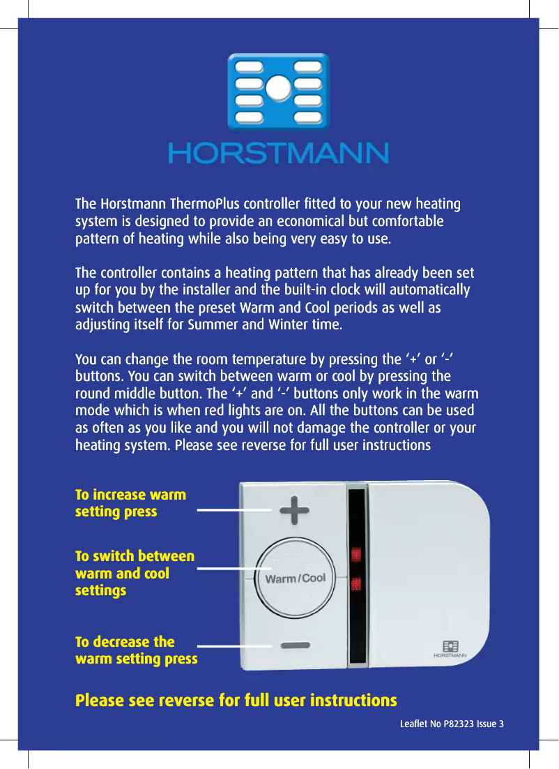 Page 1 de la notice Manuel utilisateur Horstmann ThermoPlus PRT1