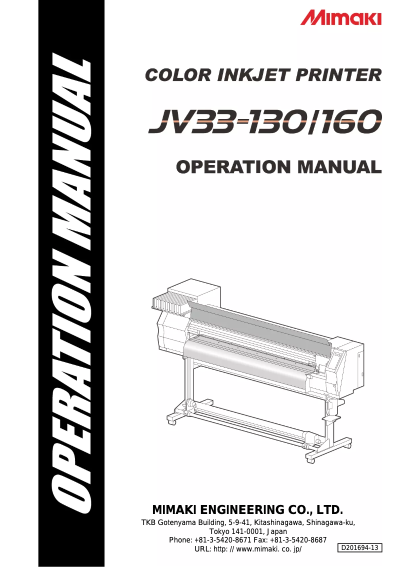 Page 1 de la notice Manuel utilisateur Mimaki JV33-160