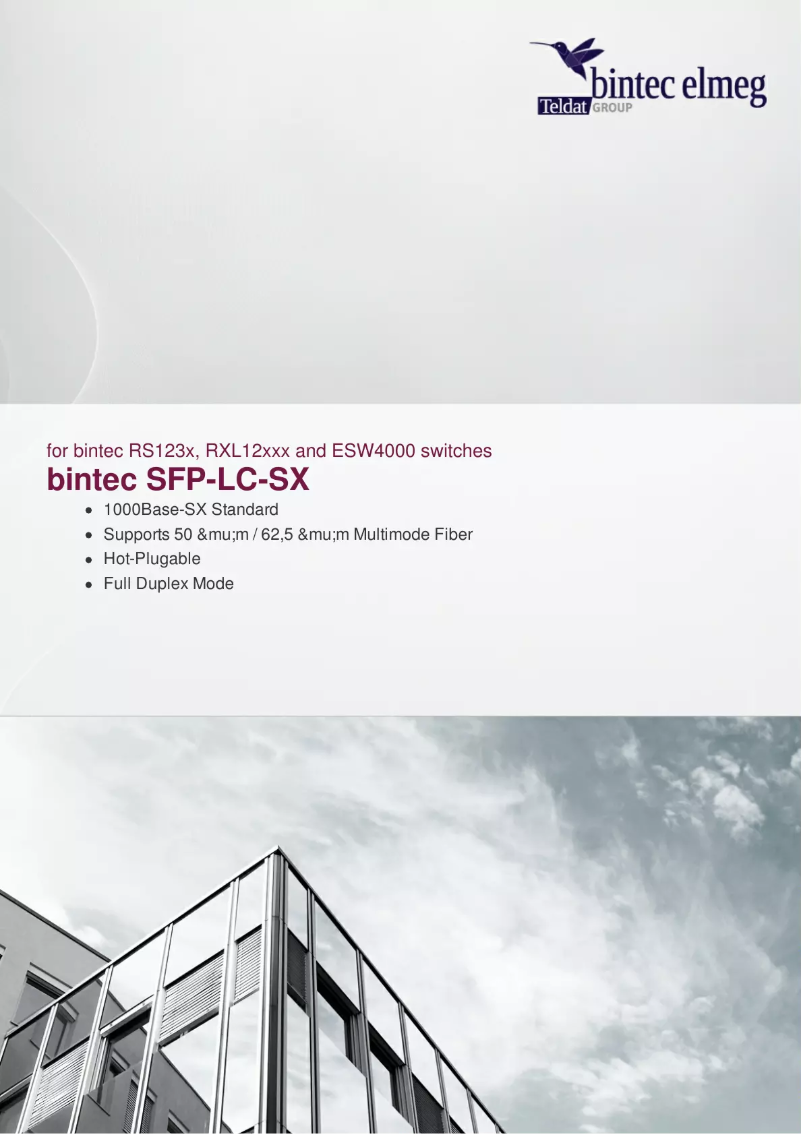 Page 1 de la notice Manuel utilisateur Bintec-elmeg SFP-LC-SX