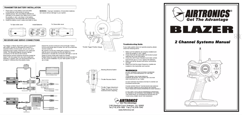 Image de la première page du manuel de l'appareil Blazer Sport
