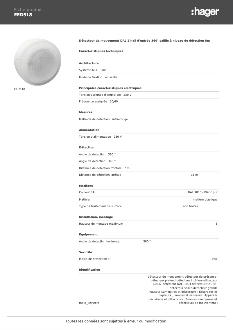 Image de la première page du manuel de l'appareil EED518