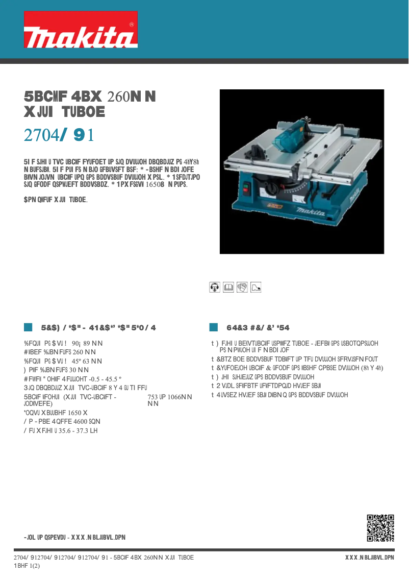 Page n°1 - Fiche technique Makita 2704NX1