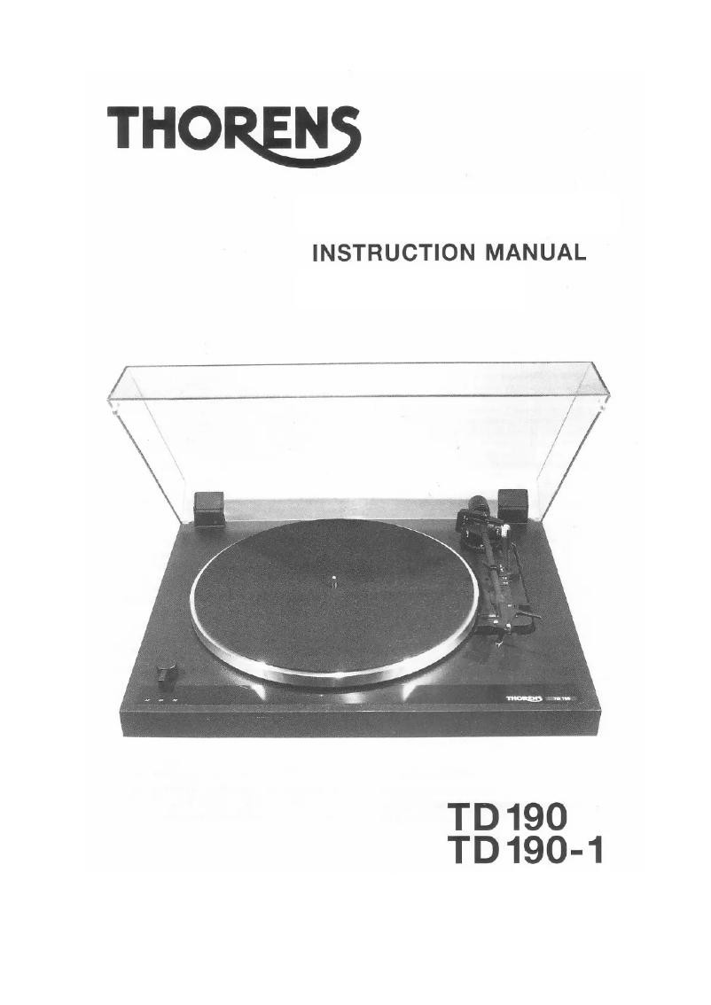 Page 1 de la notice Manuel utilisateur Thorens TD190-2