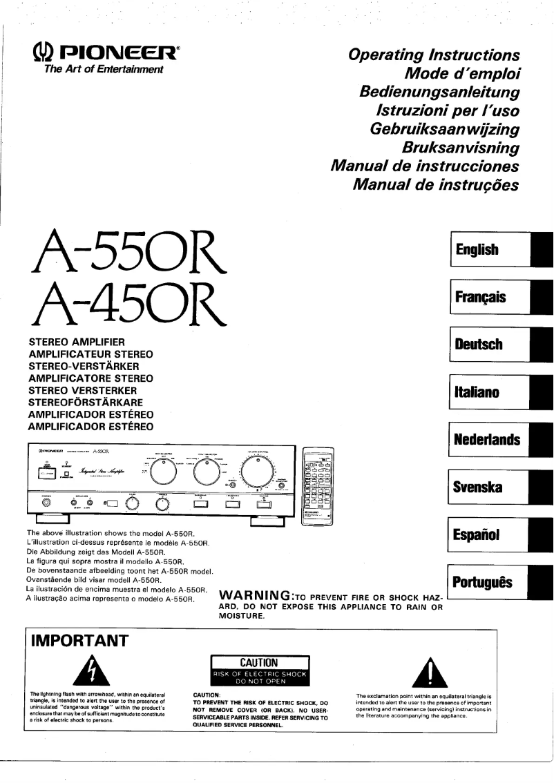 Page 1 of the manual User Manual Pioneer A-550R