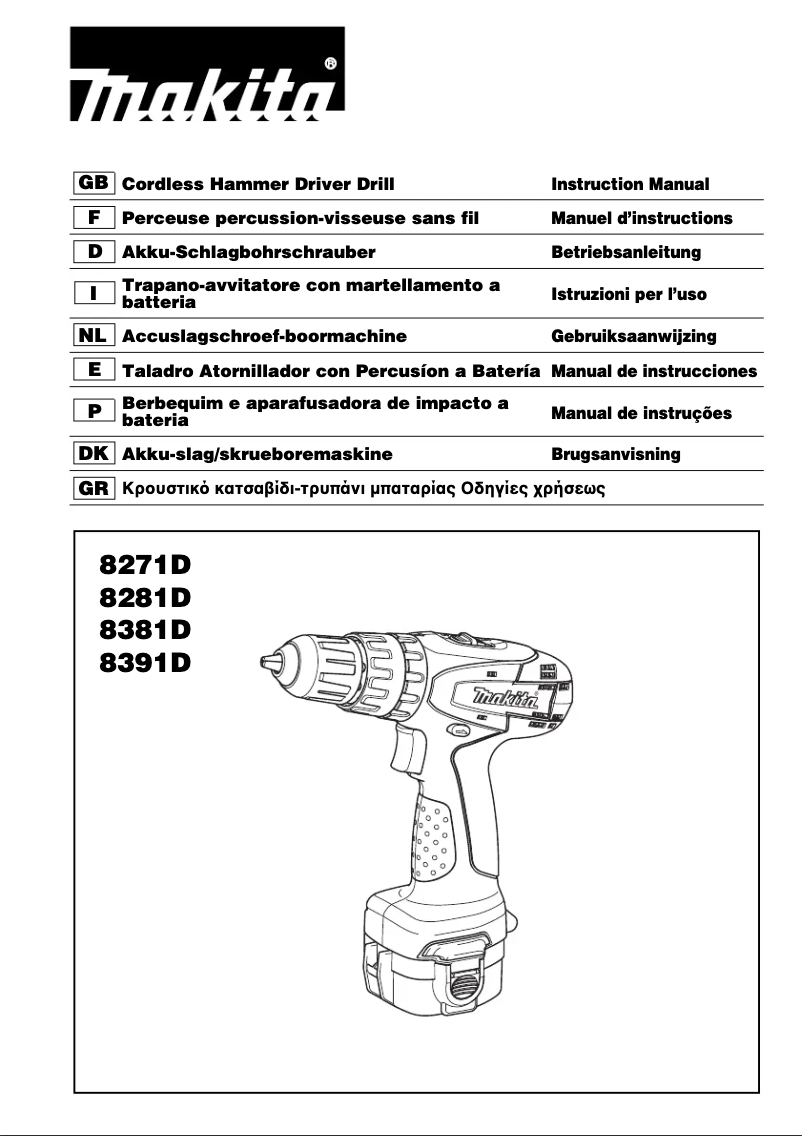 Page 1 de la notice Manuel utilisateur Makita 8271DWAE