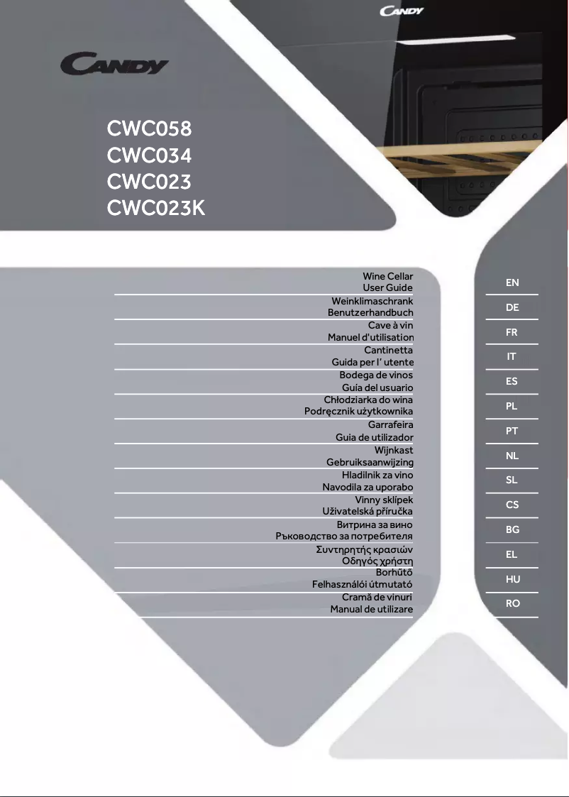 Page 1 de la notice Manuel utilisateur Candy CWC023K