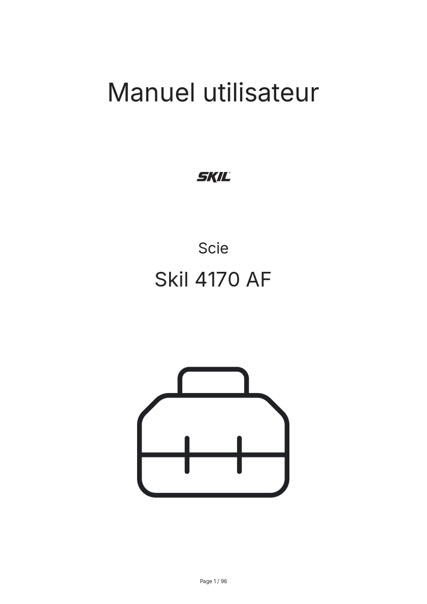 Page n°1 - Manuel utilisateur Skil 4170 AF