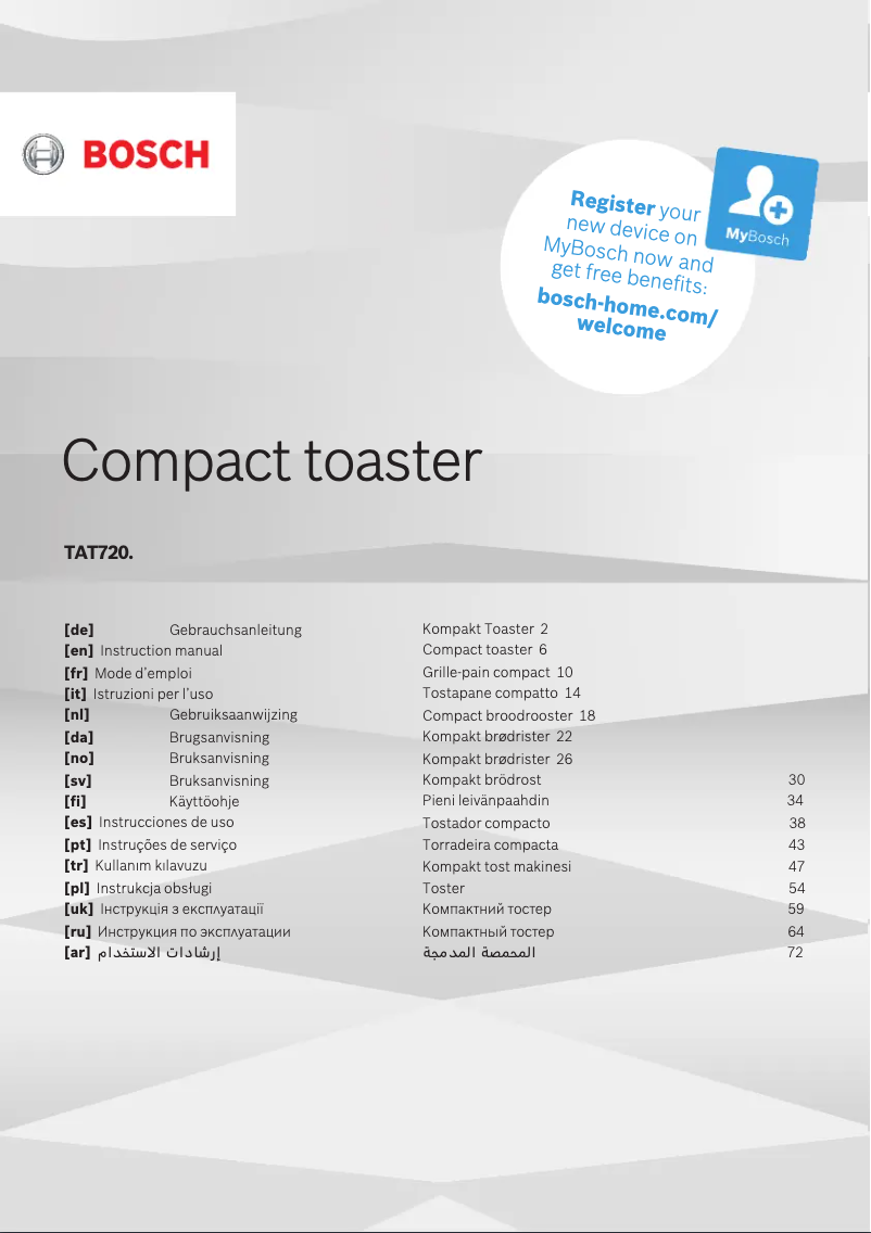 Page 1 de la notice Manuel utilisateur Bosch TAT7203