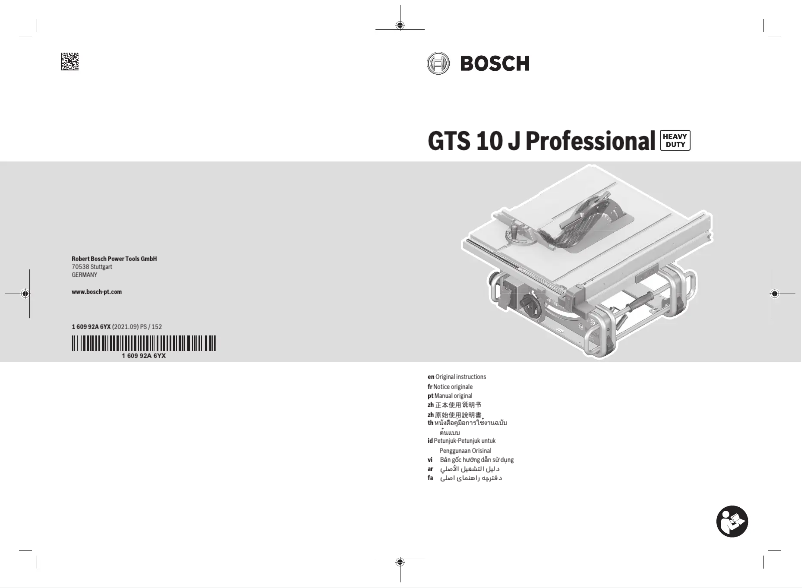 Page n°1 - Manuel utilisateur Bosch GTS 10 XC Professional