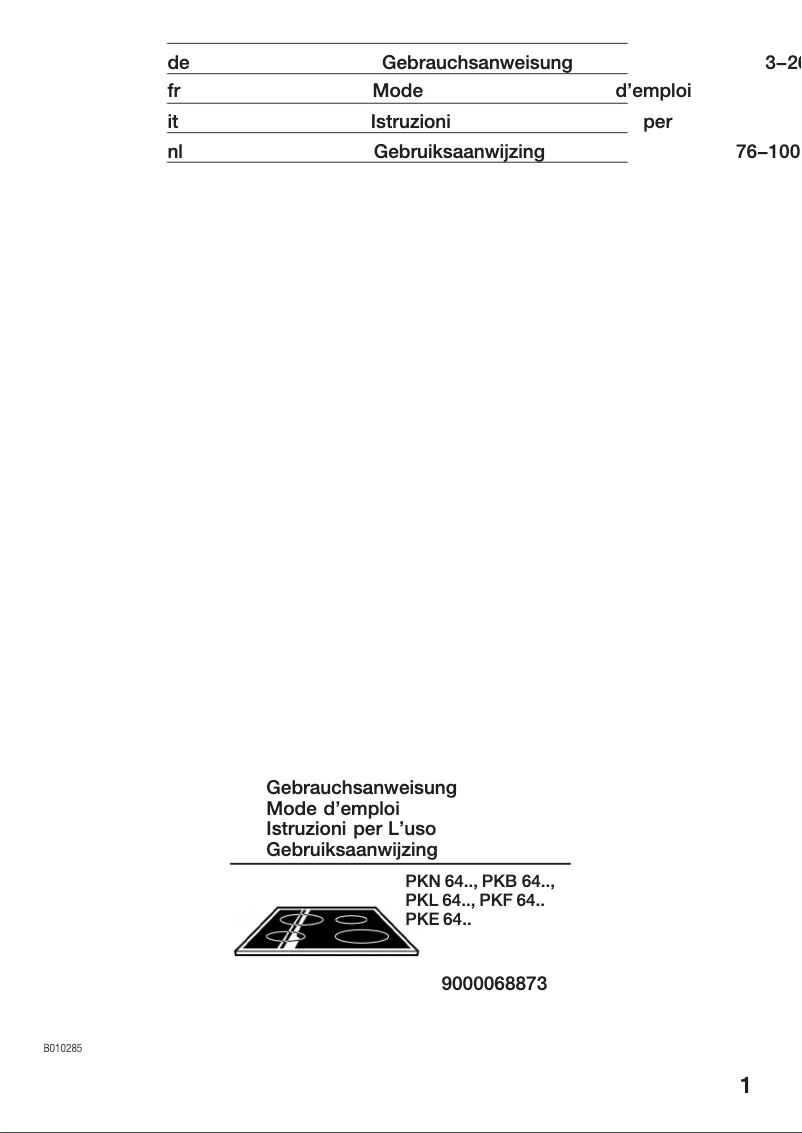 Page 1 de la notice Manuel utilisateur Bosch PKE645E01E