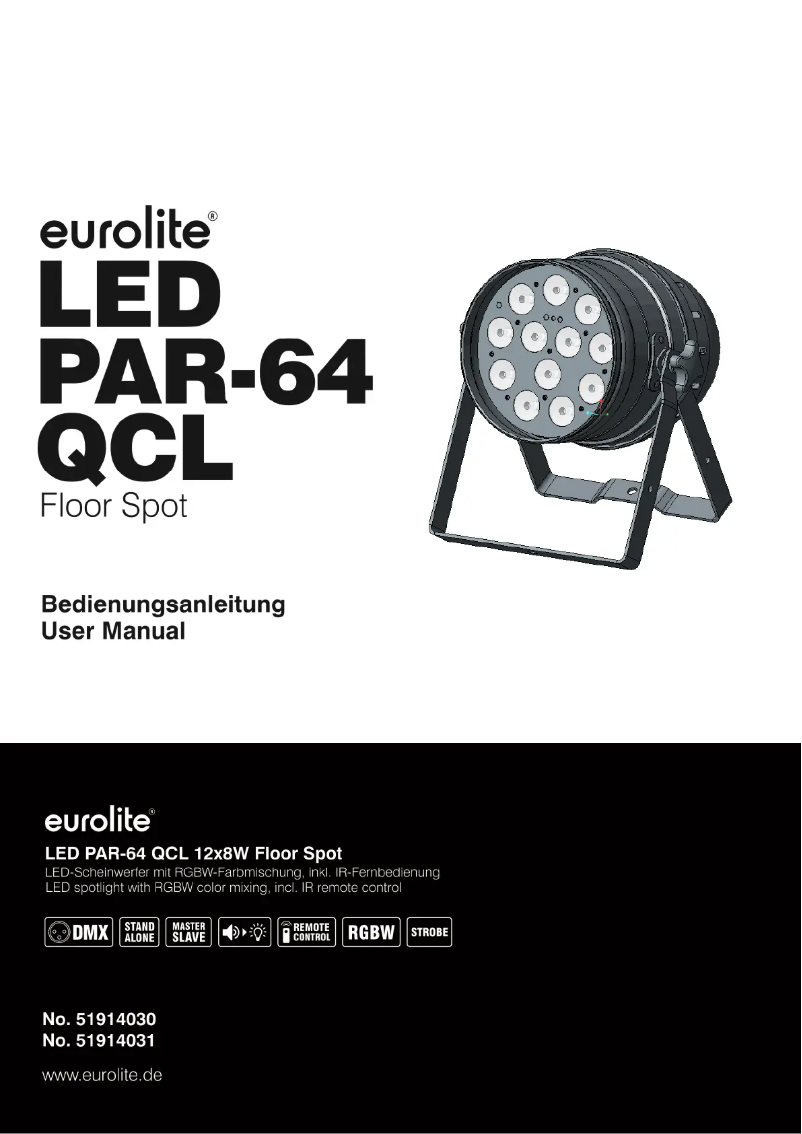 Imagen de la primera página del manual del dispositivo LED PAR-64 QCL