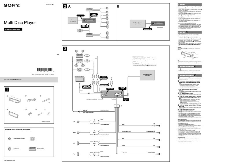 Page n°1 - Guide d'installation Sony MEX-DV1700U