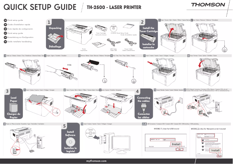 Page 1 de la notice Guide d'installation Thomson TH-2500