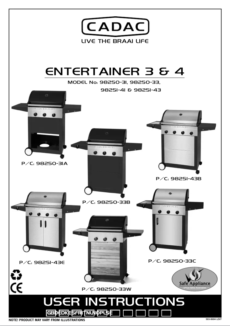 Page 1 de la notice Manuel utilisateur Cadac Entertainer 3