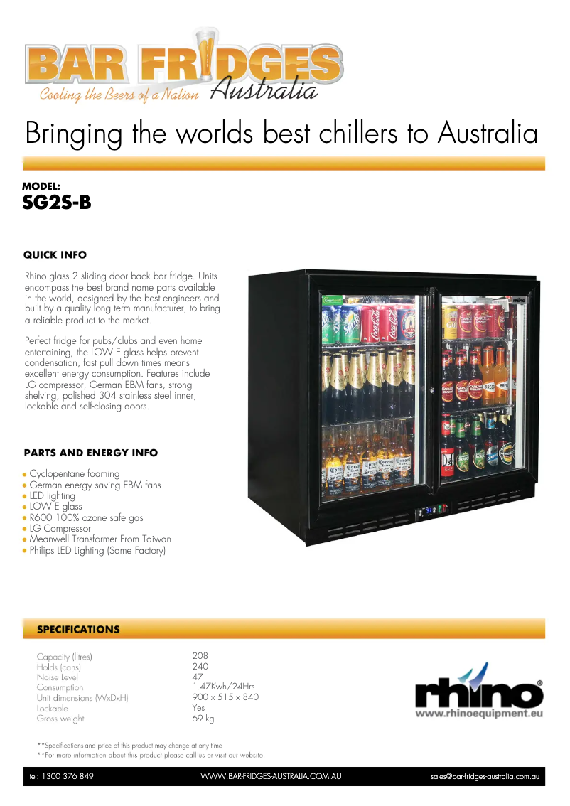Page n°1 - Fiche technique Rhino SG2S-B