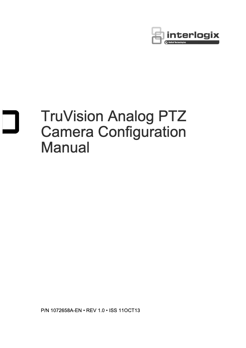 Page n°1 - Manuel utilisateur Interlogix TruVision TVP-2101