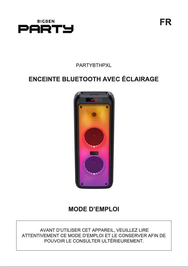 Image de la première page du manuel de l'appareil PARTYBTHPXL