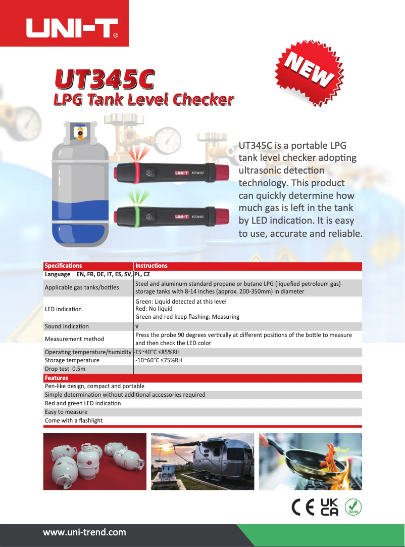 Page n°1 - Fiche technique Uni-T UT345C