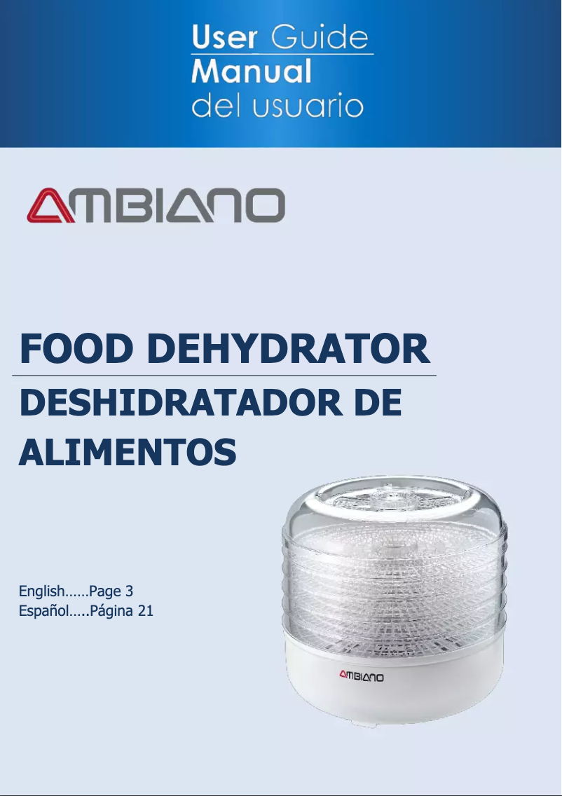 Página 1 del manual Manual de usuario Ambiano Digital Food Dehydrator FD550