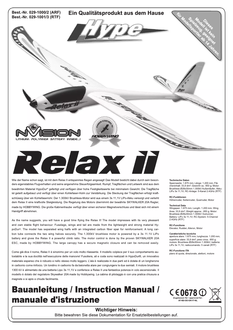 Page n°1 - Manuel utilisateur Kyosho Relax II