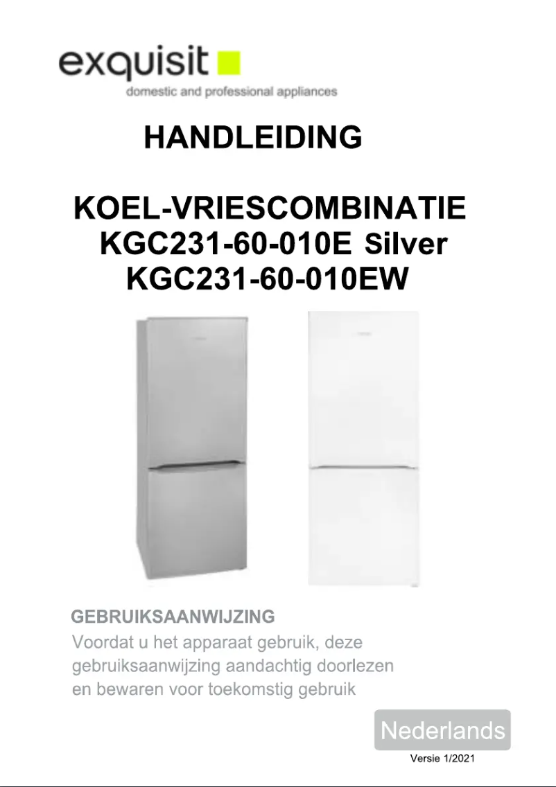 Page 1 de la notice Manuel utilisateur Exquisit KGC231-60-010EW