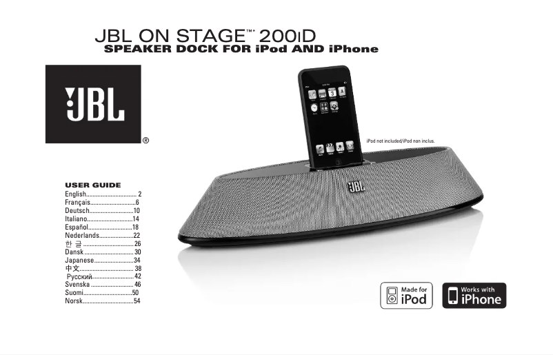 Page n°1 - Manuel utilisateur JBL On Stage 200ID