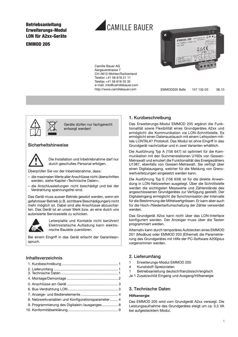 Image de la première page du manuel de l'appareil EMMOD205