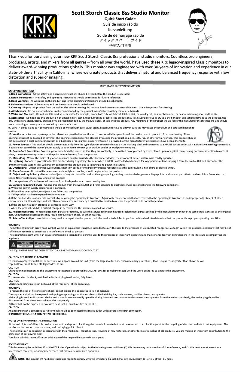 Image de la première page du manuel de l'appareil Scott Storch Classic 8ss