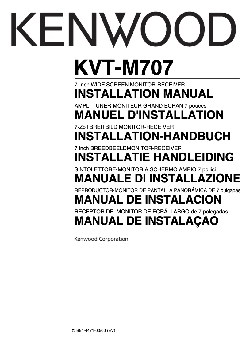 Page 1 de la notice Manuel utilisateur Kenwood KVT-M707