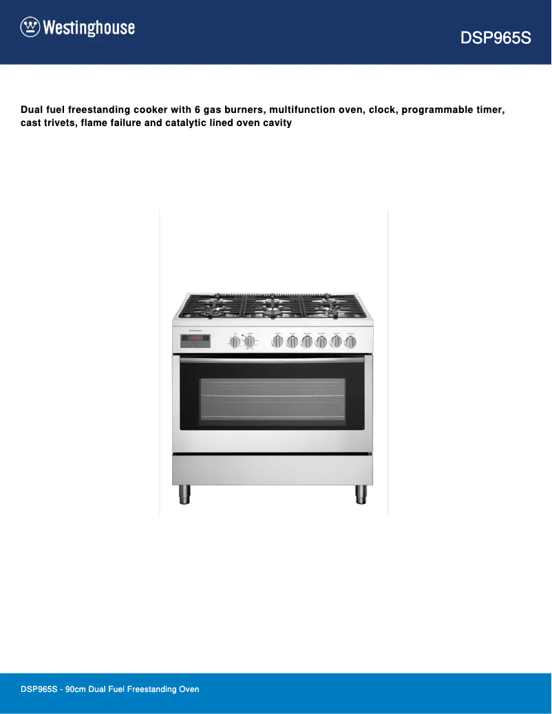 Page n°1 - Fiche technique Westinghouse DSP965S